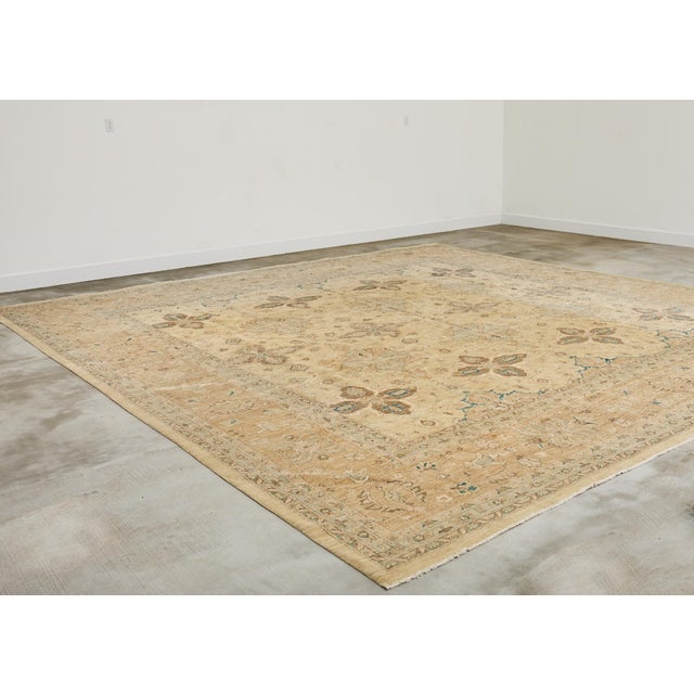 Late 20th Century Modern Sultanabad Style Square Rug Stylized Floral Motif For Sale - Image 5 of 12