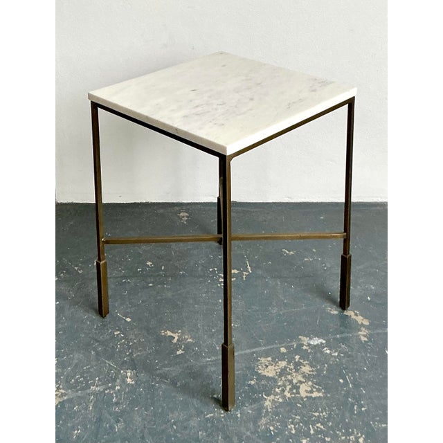 Vintage Boho Mecox Stone Top Side Table For Sale - Image 9 of 12