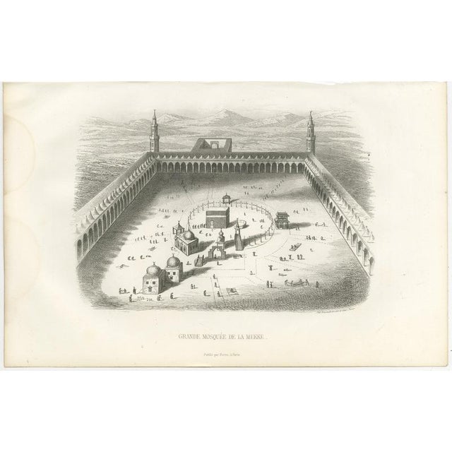 Antique Steel Engraving of Great Mosque of Mecca with the Kaaba, 1859 For Sale - Image 3 of 9