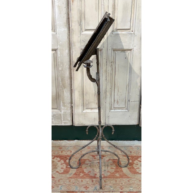 Mid 20th Century Italian Trompe l’Oeil Faux-Bamboo Iron Music Stand with Candlestick, Circa 1970s For Sale - Image 5 of 15