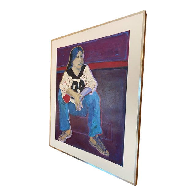 89 & Holding, Original Acrylic Painting, Framed Marie Straw (1894-1996) For Sale