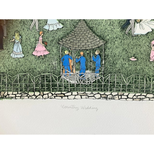 1980s "Country Wedding" Cuca Romley Signed and Numbered Color Etching For Sale In San Francisco - Image 6 of 7
