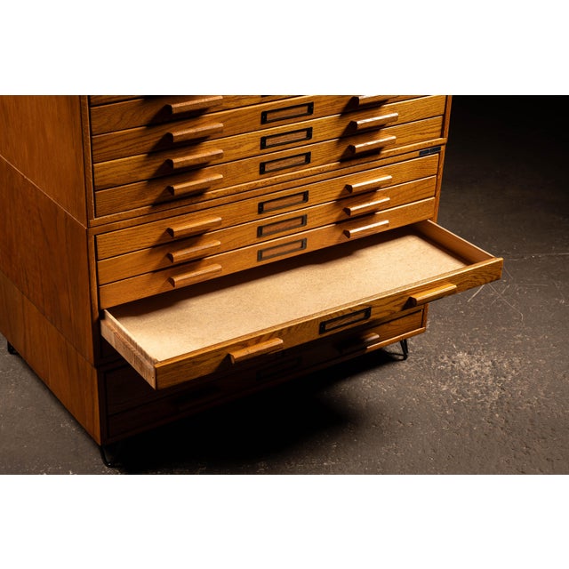 Vintage 3-Stack Flat File on Hairpin Legs by Mayline For Sale - Image 10 of 12