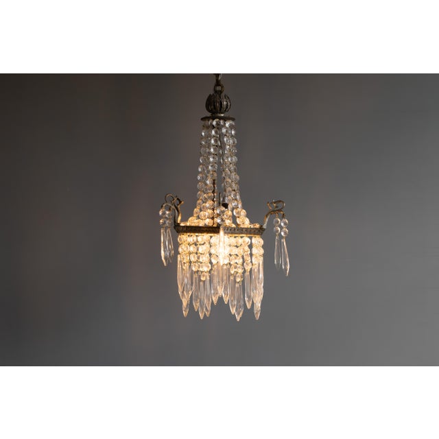 Small Antique Chandelier in Glass, 1900 For Sale - Image 3 of 7
