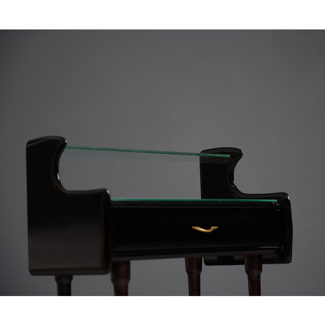 Mid-Century Modern Italian Black Nightstands with Glass Top, 1950s, Set of 2 For Sale - Image 3 of 7