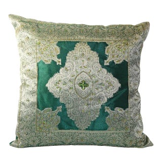 Vintage Green Moorish Pillow Embellished With Sequins and Beads For Sale