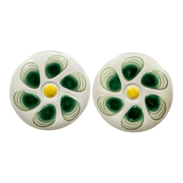 Pair Vintage Oyster Plates by Salins, France For Sale