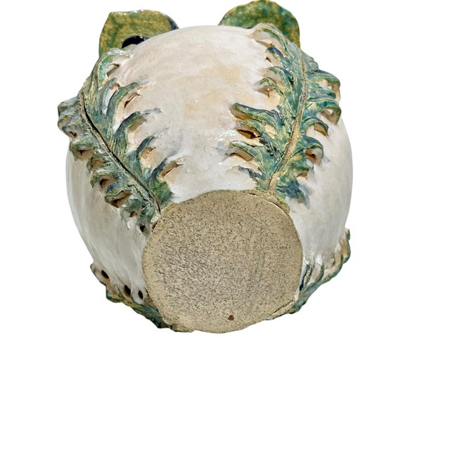 Vintage Italian Earthenware Vase With Stylized Peacock Feather Design For Sale - Image 11 of 15