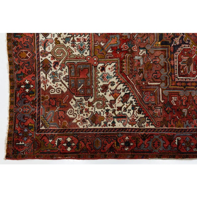 Red Vintage Persian Heriz Wool Rug Circa 1950s 11 X 13 For Sale In New York - Image 6 of 10