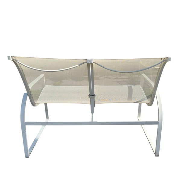 Mid-Century Modern Vintage Metal Woodard Two Seater Bench For Sale - Image 3 of 9
