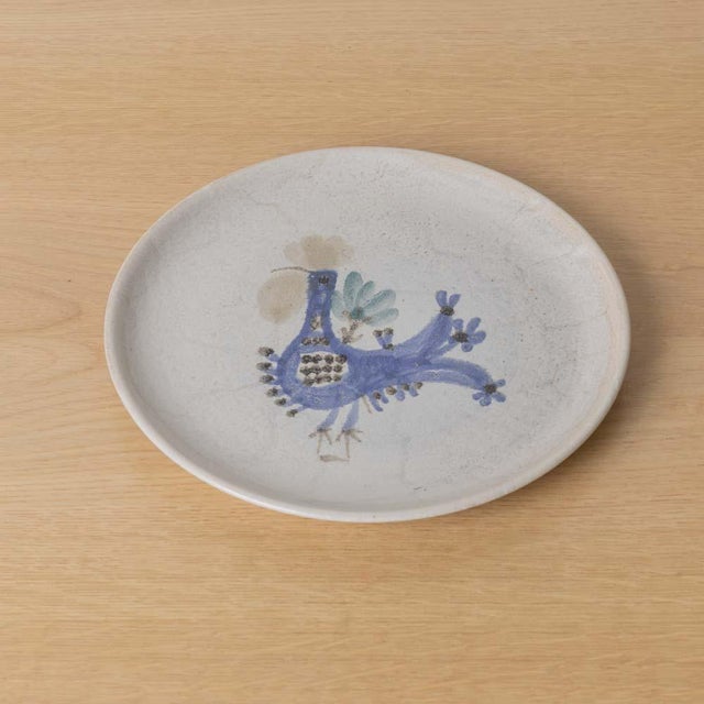 French Mid 20th Century French Ceramic Painted Rooster Plate by Gustave Reynaud For Sale - Image 3 of 9