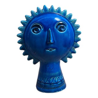 1990s Bitossi Ceramics Rimini Blue Sun Figure by Aldo Londi For Sale