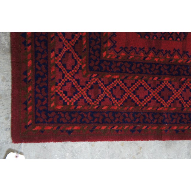 Vintage Machine Made Red Geometric Wool Area Rug Carpet 5' X 8' For Sale - Image 4 of 9