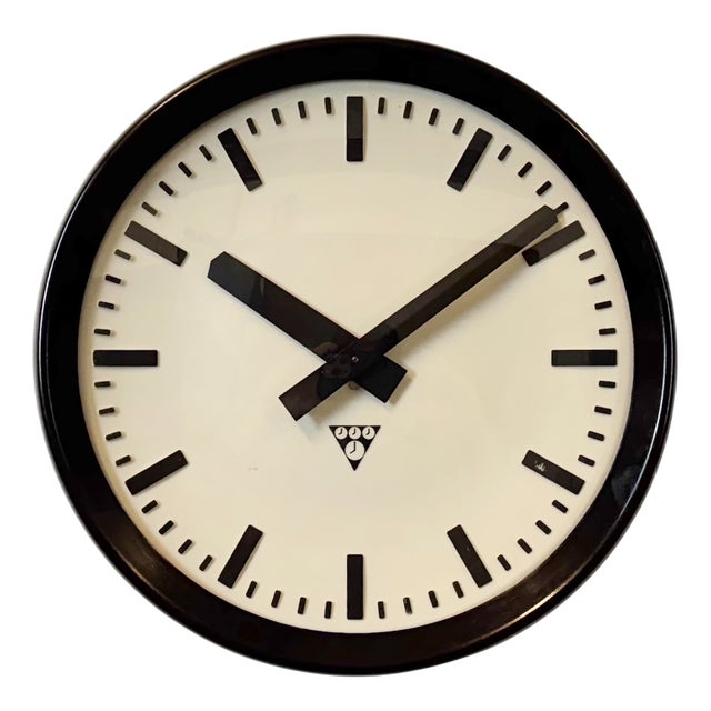 Industrial Bakelite Factory Wall Clock from Pragotron, 1960s For Sale