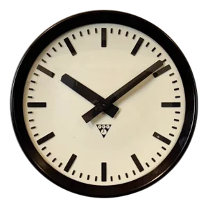 Industrial Bakelite Factory Wall Clock from Pragotron, 1960s