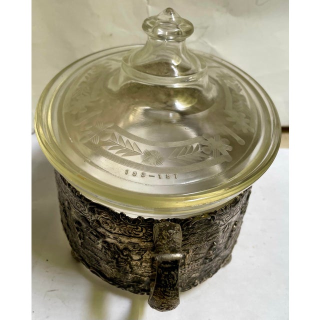 Early 20th Century M. W. Carr Co. MWC Co Silver Plate Embossed Dutch Casserole Holder W/Pyrex For Sale - Image 11 of 12