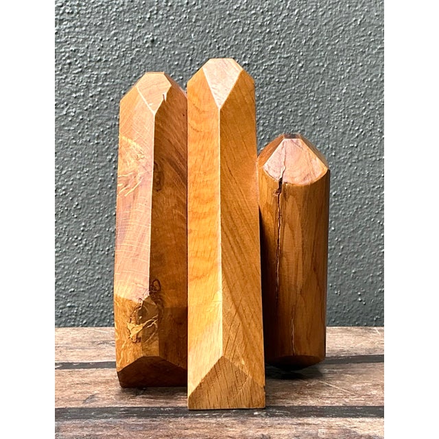 Vintage MCM Faceted Wood Sculpture For Sale - Image 12 of 12