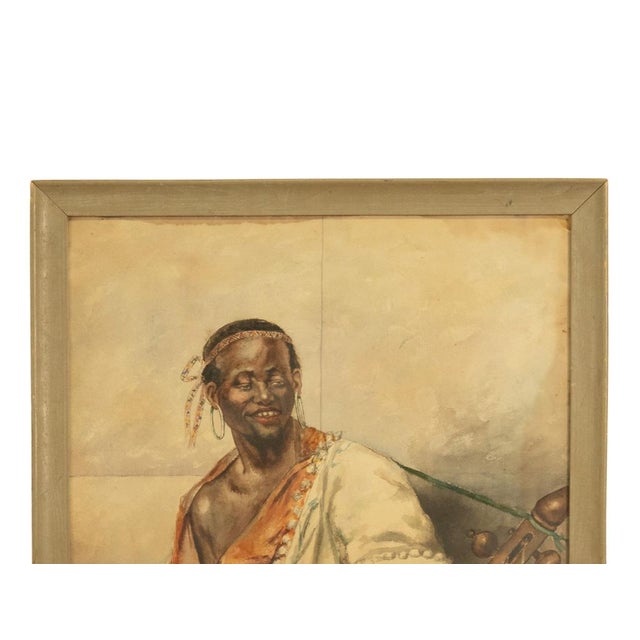 Late 19th Century Antique 19thC Spanish Orientalist Painting North African Arab Berber Musician by Antonio Rivas, 1880 For Sale - Image 5 of 13