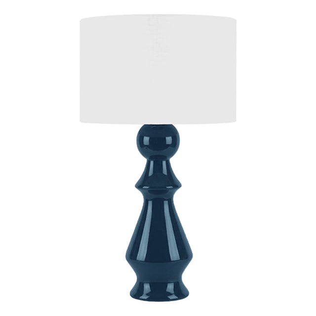 Matthew Izzo Home Colette Capri Blue Ceramic Table Lamp For Sale