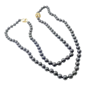 Angela Cummings 18k Yellow Gold Hematite Bead 38" Long Necklace 1988