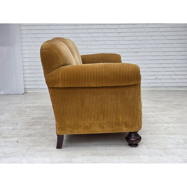 Danish Beech Three-Seater Sofa with Corduroy Upholstery, 1950s For Sale - Image 12 of 18