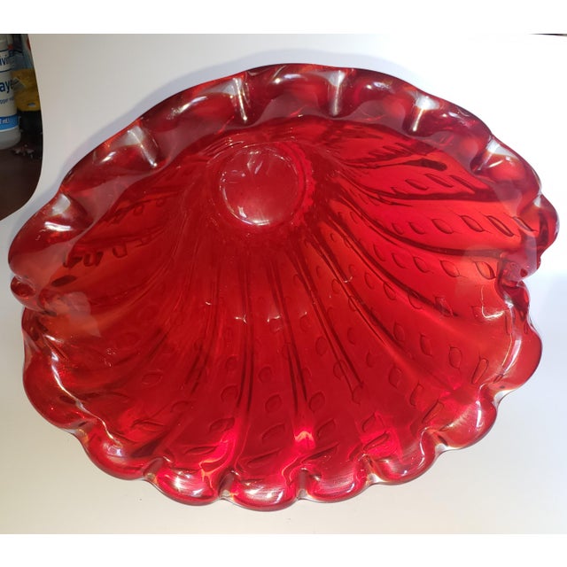 Vintage Murano Glass Vase Bullicante Red Gold Attr Barovier Toso For Sale - Image 9 of 17