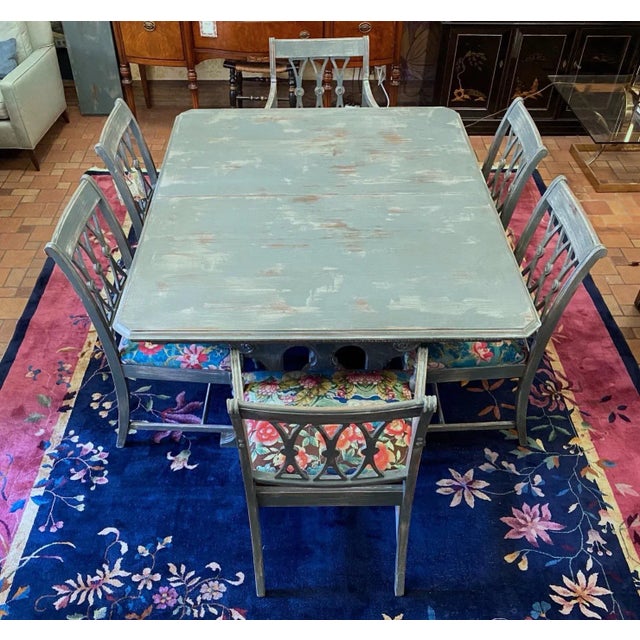 1900s Antique Dining Trestle Table and 6 Chairs - Set of 7 For Sale - Image 13 of 13