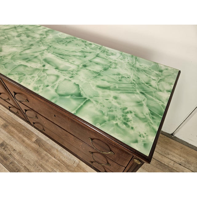 Vintage Six-Drawer Oak Chest of Drawers with Glass Top, 1960 For Sale - Image 6 of 18