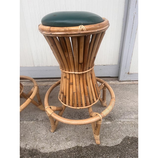 Vintage Bamboo Bar Stools, 1970s, Set of 2 For Sale - Image 4 of 5