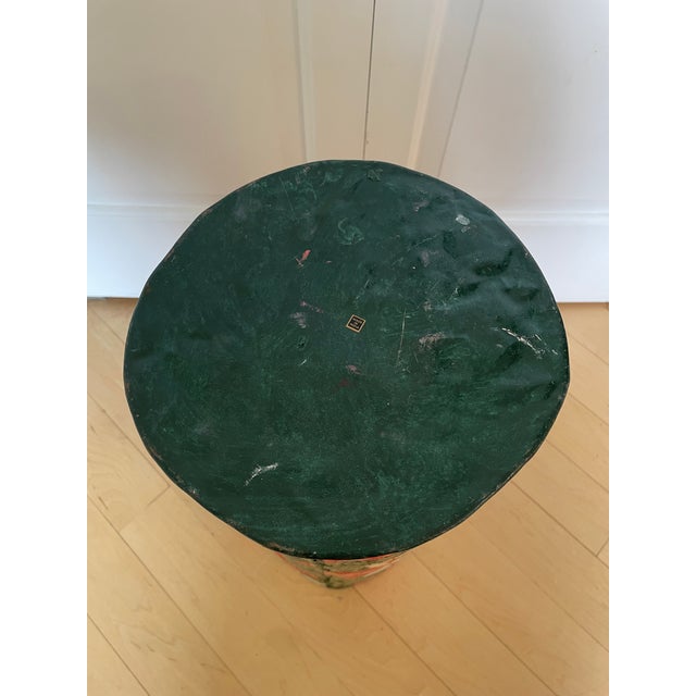 Vintage Black Metal Umbrella Stand Hand Painted Flowers Tulip and Leaves For Sale - Image 9 of 10