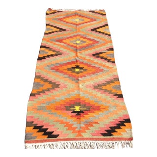 1960' S Bohemian - Turkish Kilim Runner - 36" X 85" For Sale