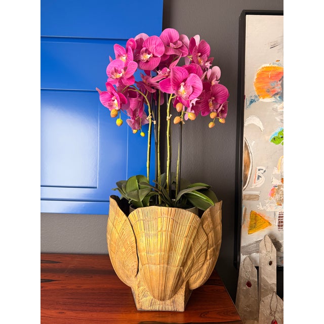 Mid-Century Modern 1970s Large Brass Sea Shell Planter For Sale - Image 3 of 12