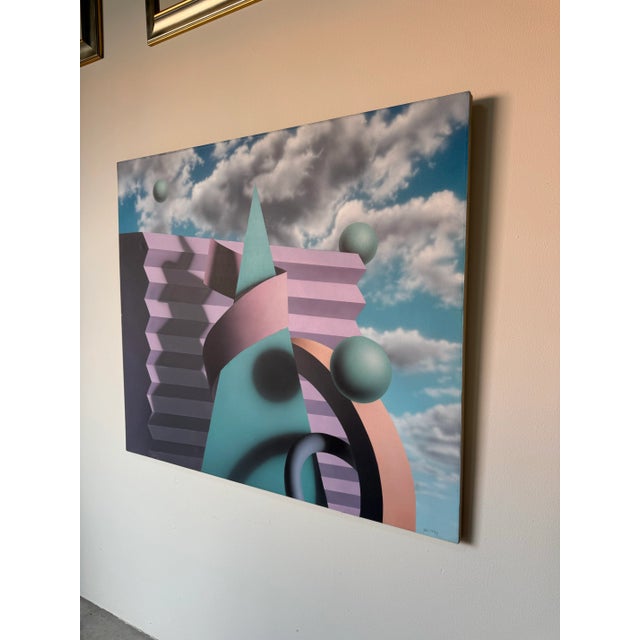 Large 1980s Postmodern Geometric Abstract Acrylic on Canvas Painting by Jack McVey For Sale - Image 4 of 12