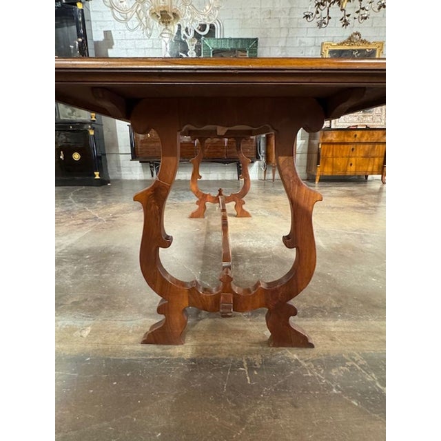 Early 20th Century Italian Walnut Trestle Table For Sale In Dallas - Image 6 of 8