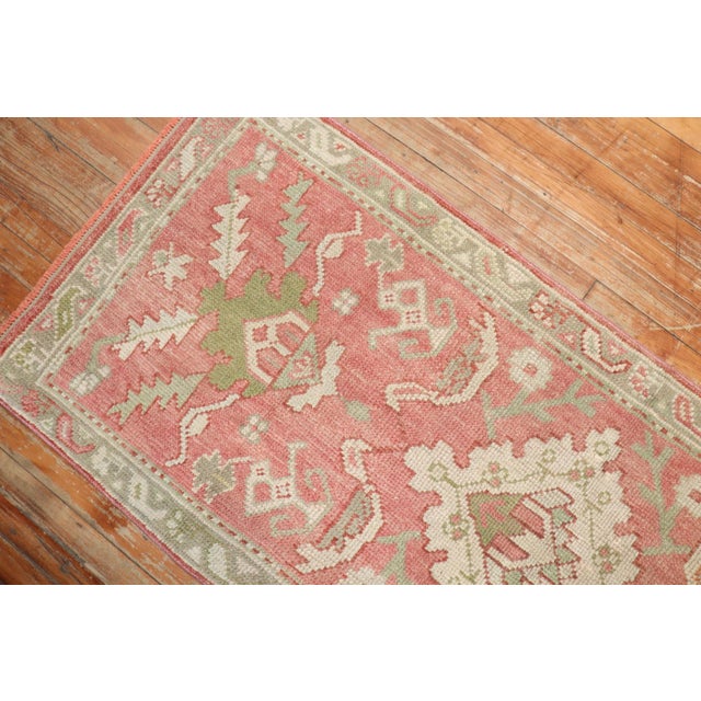 Narrow Antique Turkish Oushak PinkRunner - 2'5" X 12'6" For Sale - Image 4 of 7