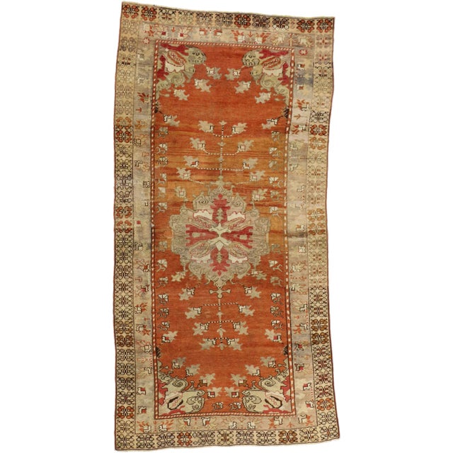 Early 20th Century Antique Turkish Oushak Rug Runner - 04'04x 08'09 For Sale - Image 5 of 5