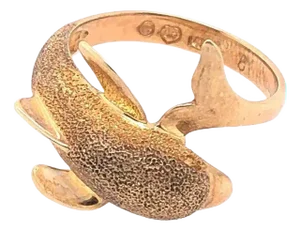 14 Karat Yellow Gold Fashion Dolphin Ring, Size 8