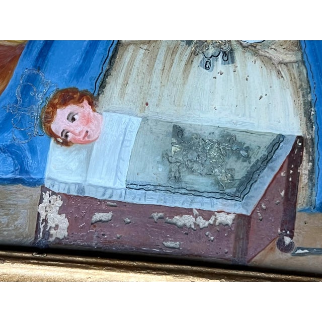 Wood Antique Made in Mexico Holy Family Christmas Nativity Framed Wall Painting For Sale - Image 7 of 8