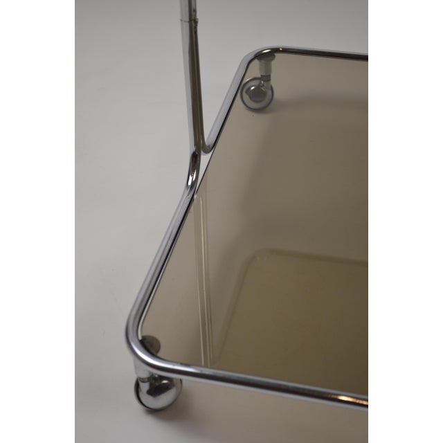 Italian Chrome and Smoked Glass Coffee Table on Casters, 1970s For Sale - Image 17 of 18