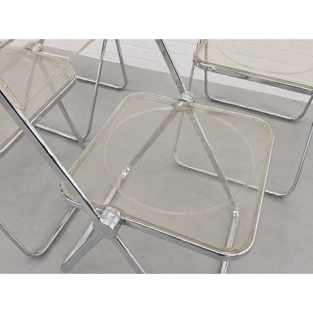 Mid Century Modern Italian Lucite "Plia" Folding Chairs by Giancarlo Piretti for Castelli, C. 1970s For Sale - Image 11 of 14
