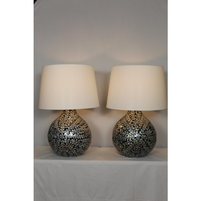 Moroccan Mid 20th Century Moroccan Style Pearl Inlay Lamps - a Pair For Sale - Image 3 of 12