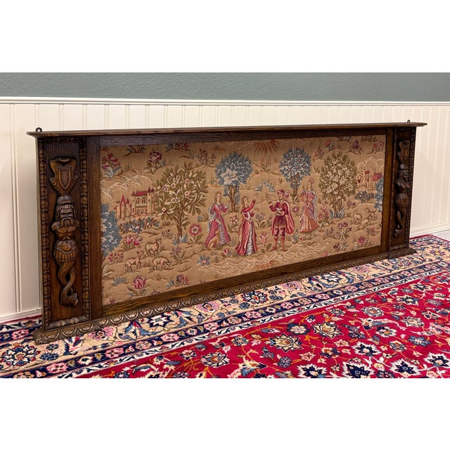 GORGEOUS Antique French Framed HIGHLY CARVED Oak Aubusson Style Tapestry ~~c. early 20th century or older Popular classic...