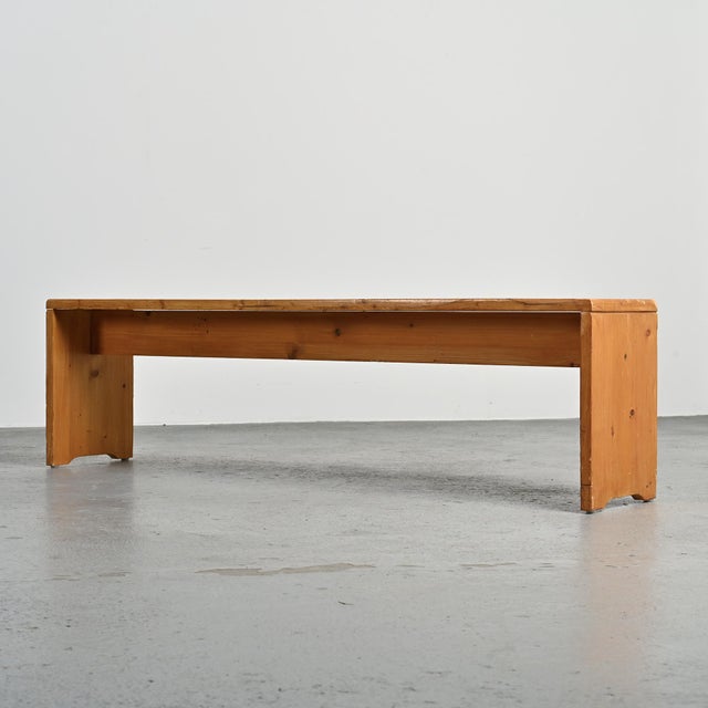 Brown Large Pine Bench, France, 1970s For Sale - Image 8 of 10