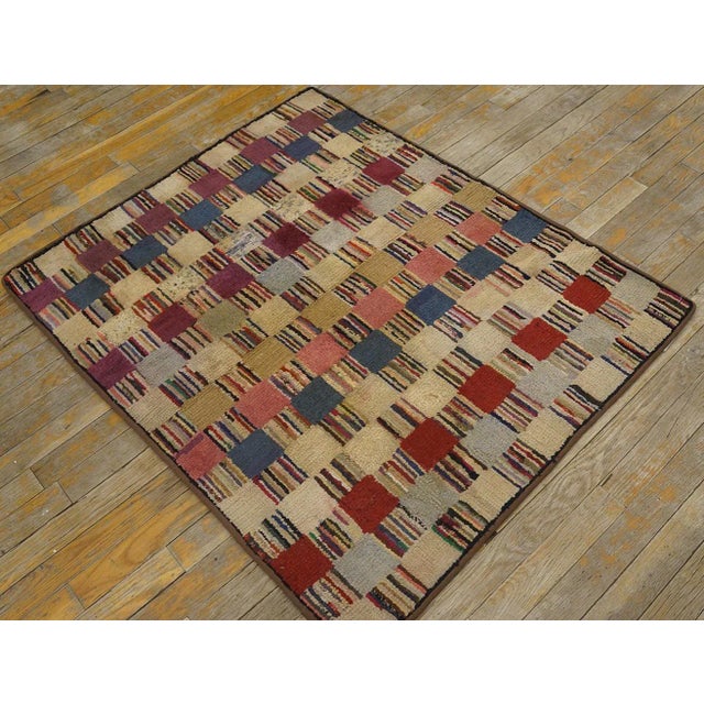 Antique Handmade American Hooked rug 3'3" x 3'6". General Rug Type: North & South American Specific Rug Type: American...