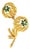Mid-Century 18kyg Emerald and Diamond Textured Flower Pin For Sale