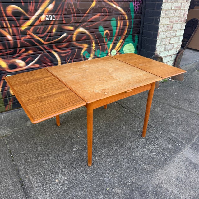 Square Teak Dining Table With 2 Leaves For Sale - Image 4 of 12
