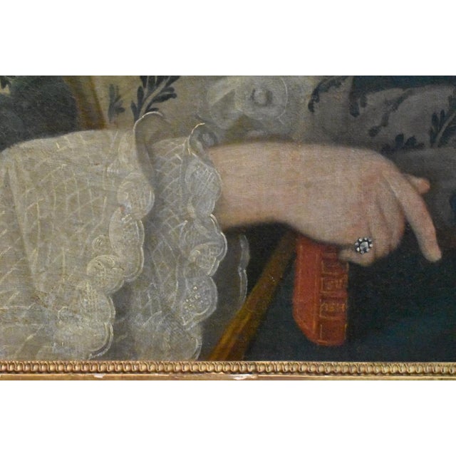 Portrait of a French noblewoman painted in the mid to late 1700's. The woman is dressed in traditional aristocratic...