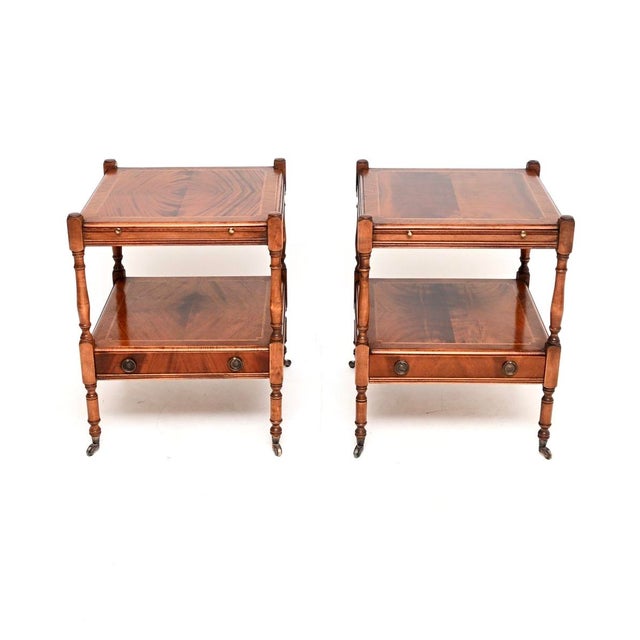 A fantastic pair of antique Georgian style side tables. They were made in England, and date from around the 1950’s. The...