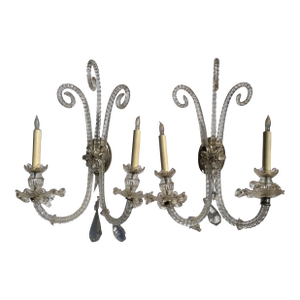 1940s Czech Crystal Sconces - a Pair