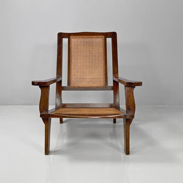 Antique Italian Wood and Vienna Straw Armchair, Early 1900s For Sale - Image 4 of 18